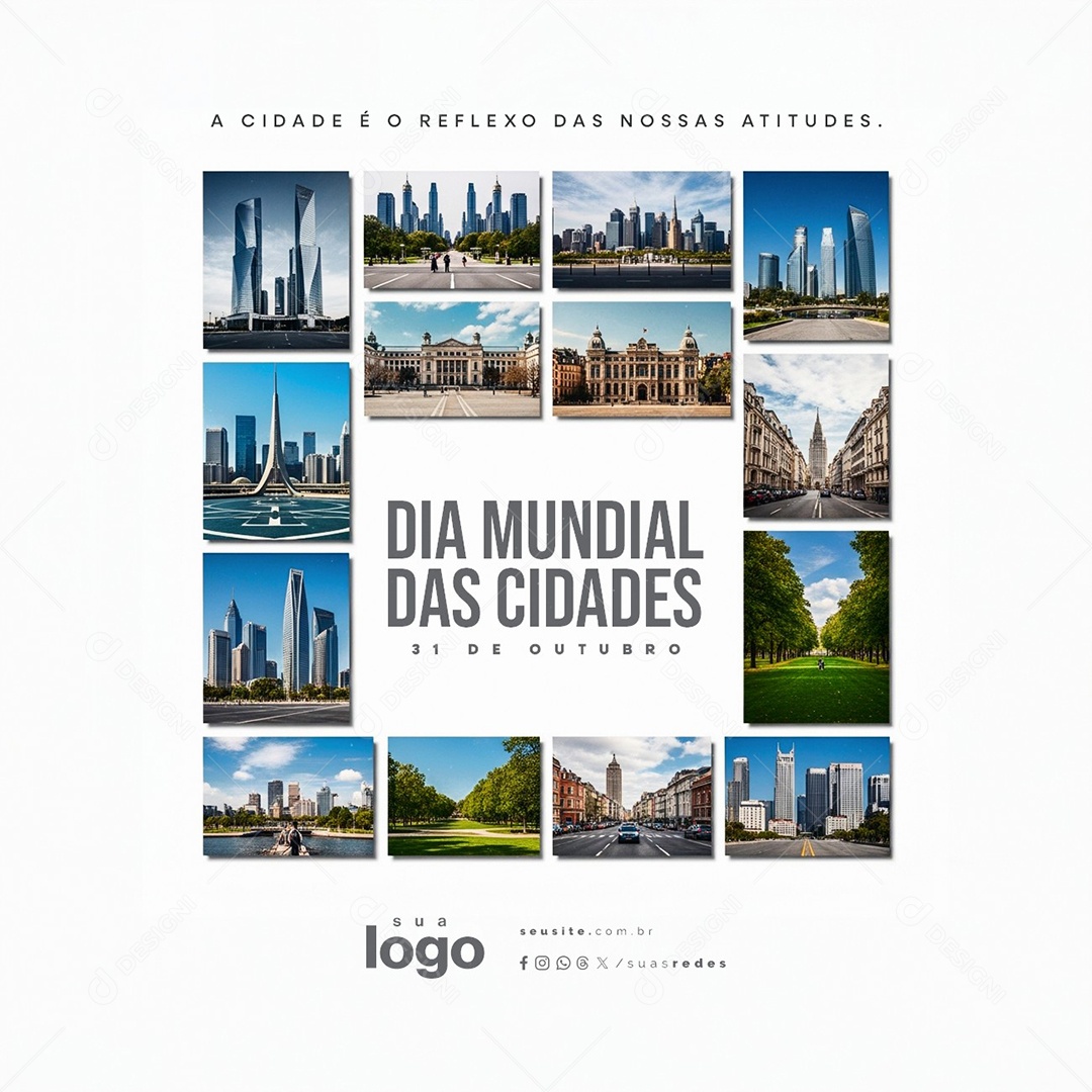 Dia Mundial das Cidades 31 de Outubro Social Media PSD Editável