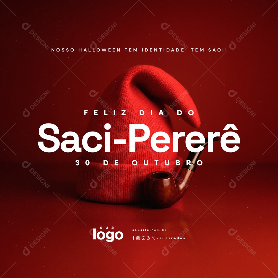 Feliz Dia do Saci Pererê 31 de Outubro Social Media PSD Editável