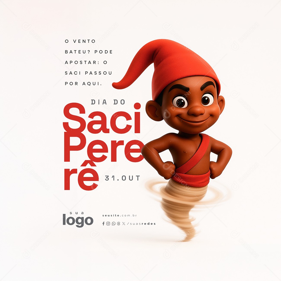 Dia do Saci Pererê 31 de Outubro Social Media PSD Editável