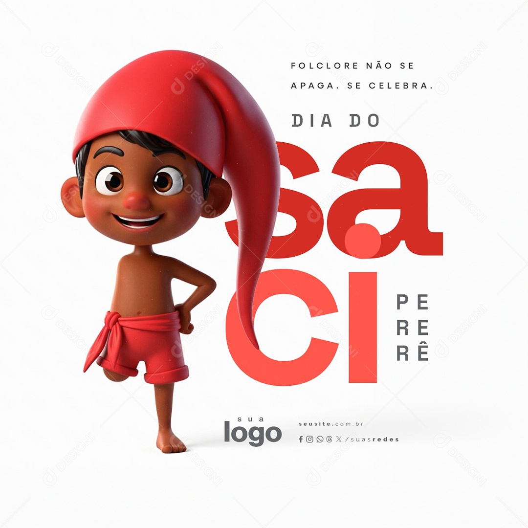 Dia do Saci Pererê 31 de Outubro Folclore Não Se Apaga Social Media PSD Editável