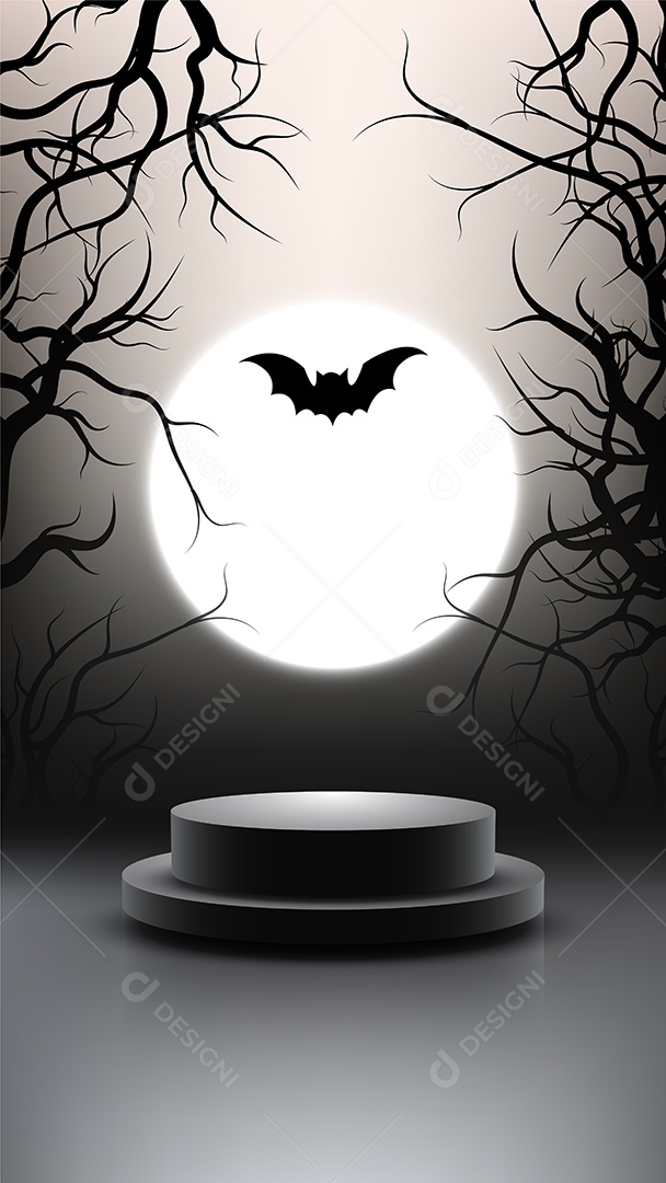 Modelo de Cenário de Pódio do Halloween Vetor EPS Editável