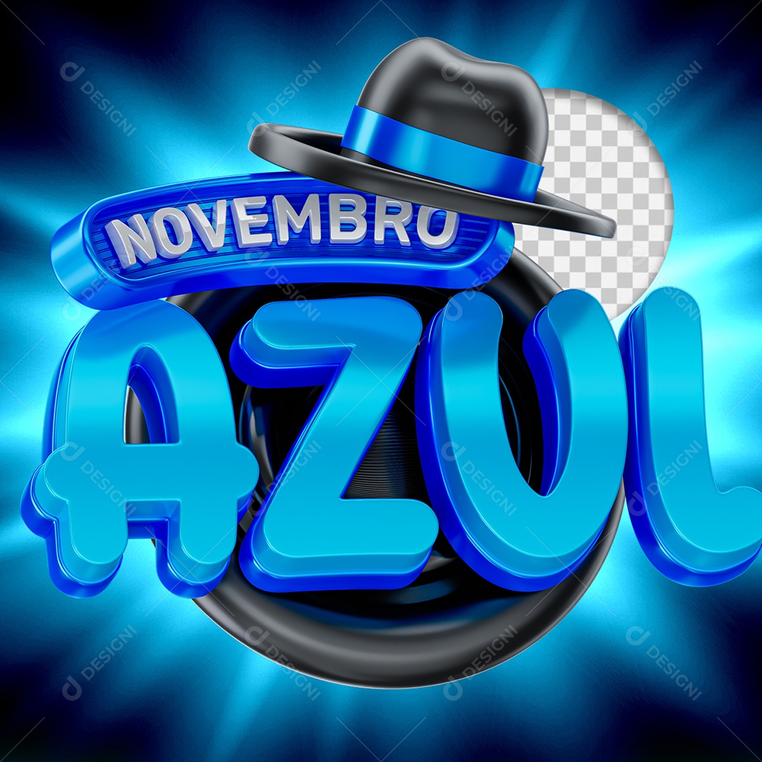 Novembro Azul Selo 3D para Composição PSD
