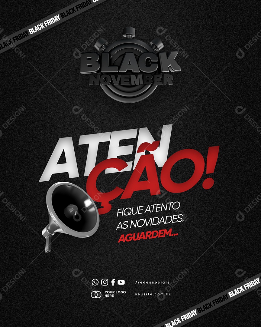 Black November Atenção Fique Atento As Novidades Social Media PSD Editável