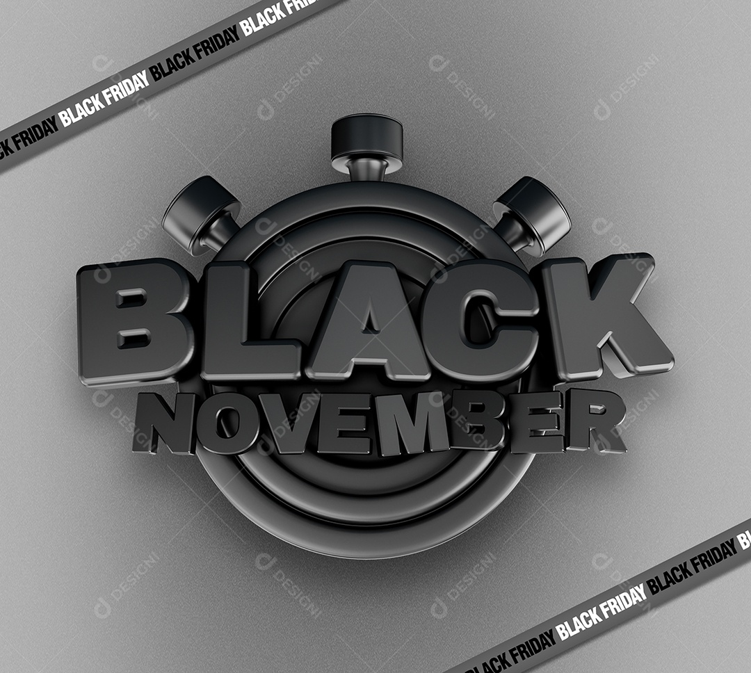 Black November Selo 3D para Composição PSD