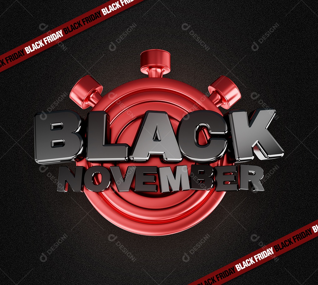 Black November Selo 3D para Composição PSD