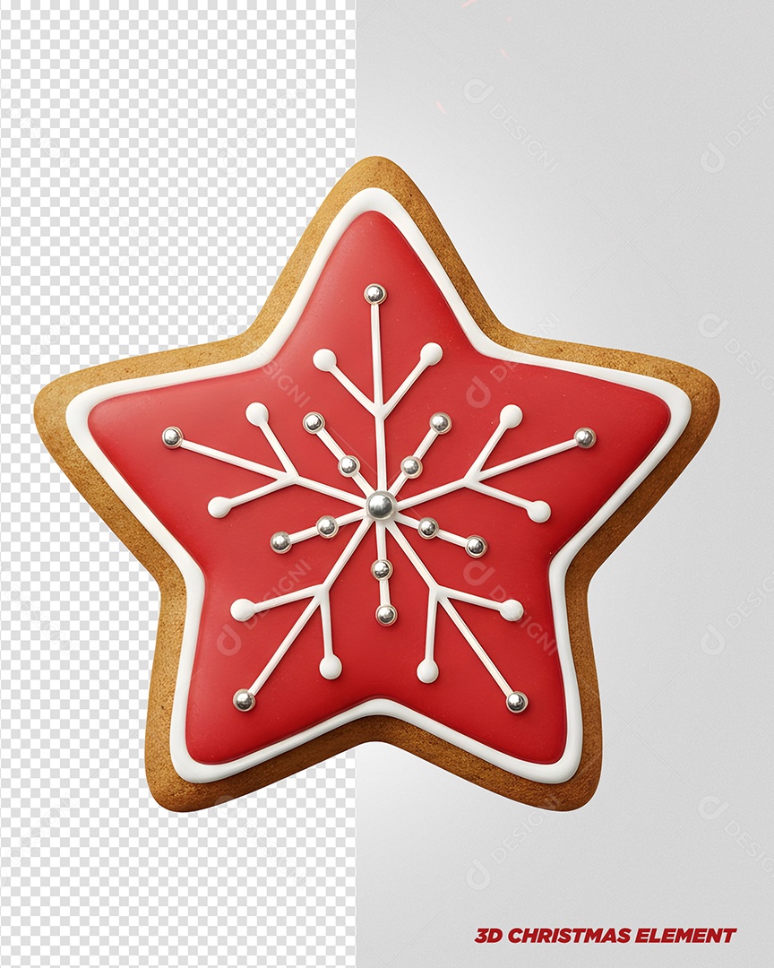 Estrela Decoração de Natal Elemento 3D Para Composição PSD