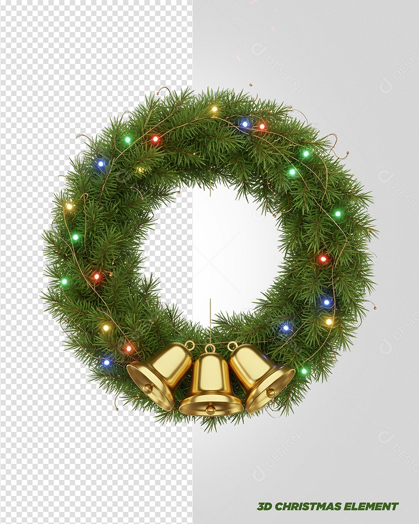 Guirlanda Enfeite de Natal Elemento 3D Para Composição PSD
