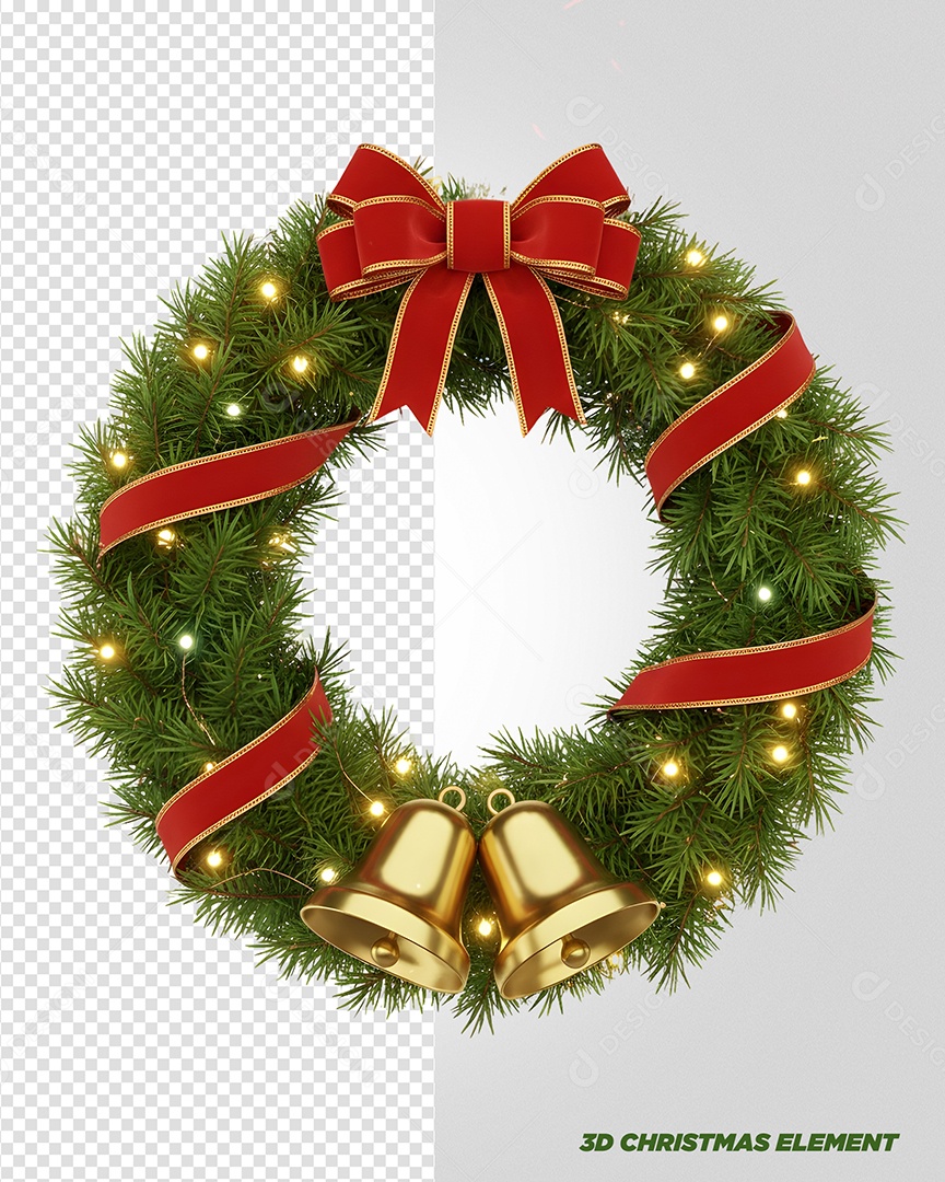 Guirlanda Enfeite de Natal Elemento 3D Para Composição PSD