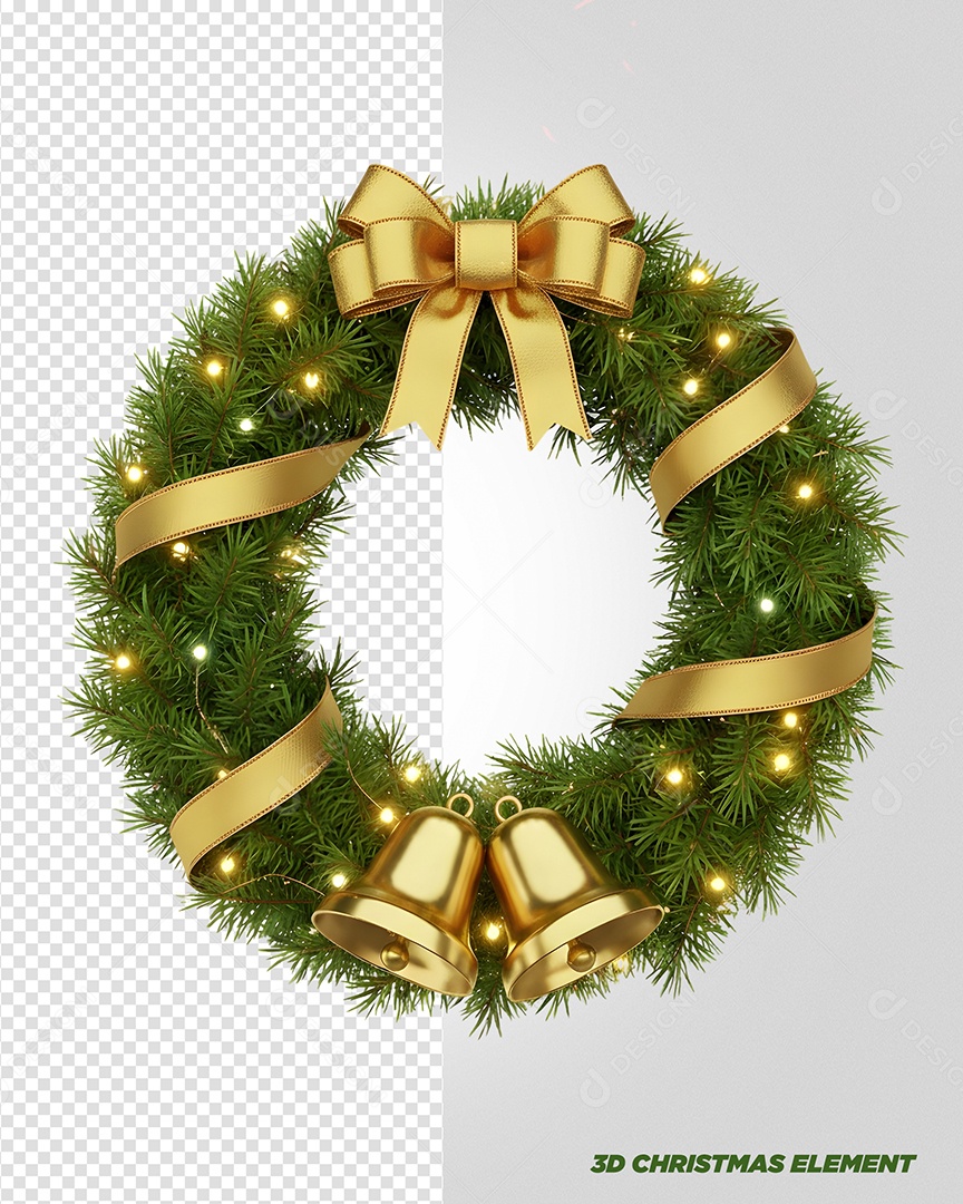 Guirlanda Enfeite de Natal Elemento 3D Para Composição PSD