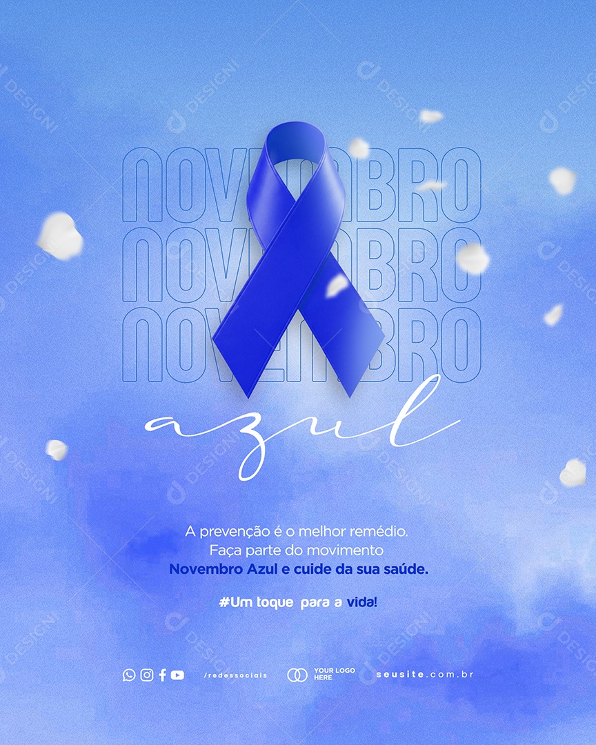 Novembro Azul Um Toque para a Vida Social Media PSD Editável