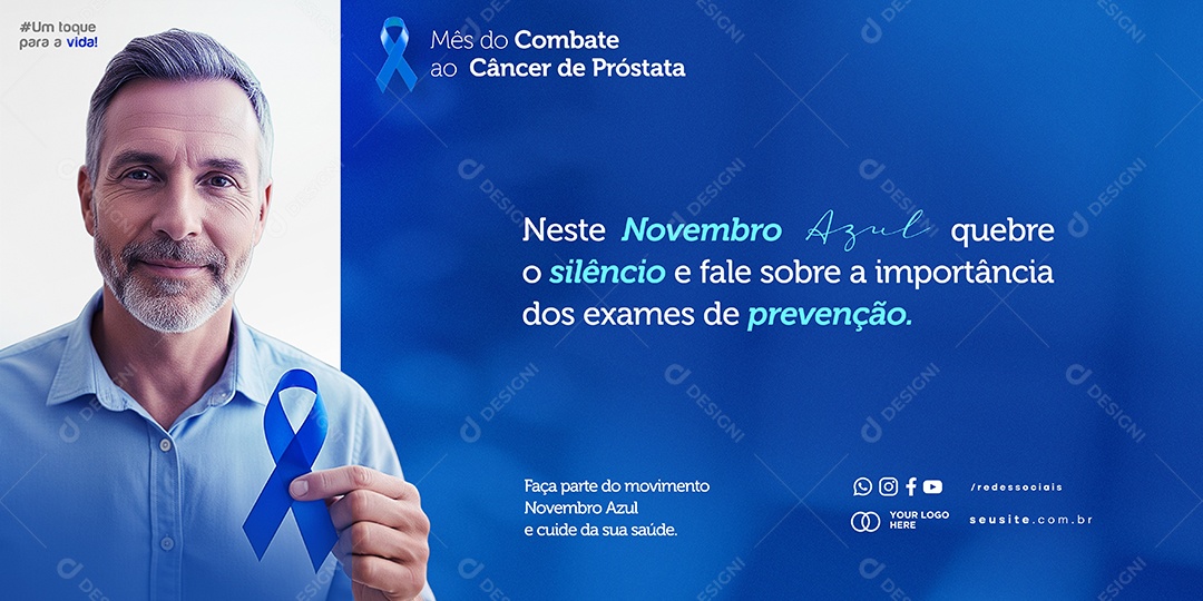 Banner Novembro Azul Faça Parte do Movimento Social Media PSD Editável
