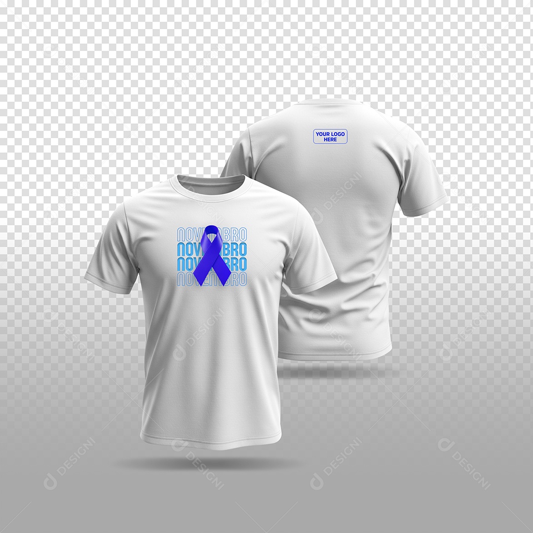 Mockup de Camisa Conscientização Novembro Azul PSD Editável