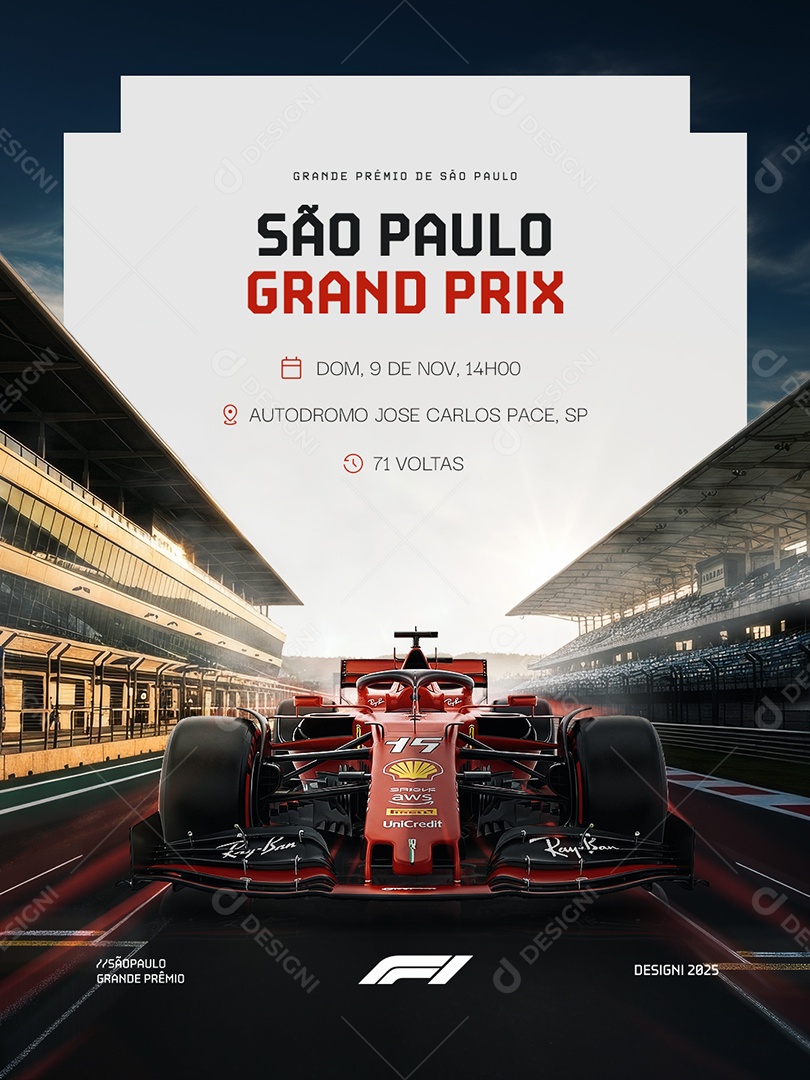 Formula 1 2025 F1 Grande Prêmio de São Paulo Social Media PSD Editável