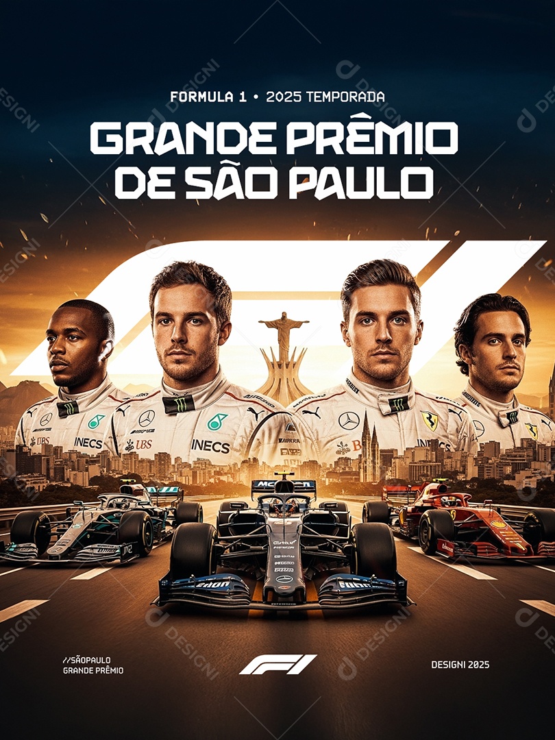 Formula 1 2025 Temporada Grande Prêmio de São Paulo Social Media PSD Editável