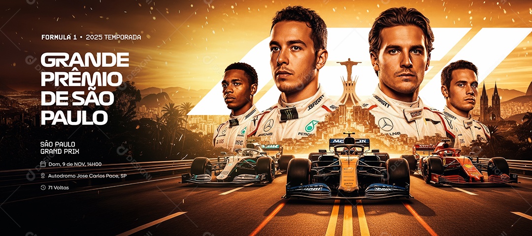 Carrossel Formula 1 2025 Temporada Grande Prêmio de São Paulo Social Media PSD Editável