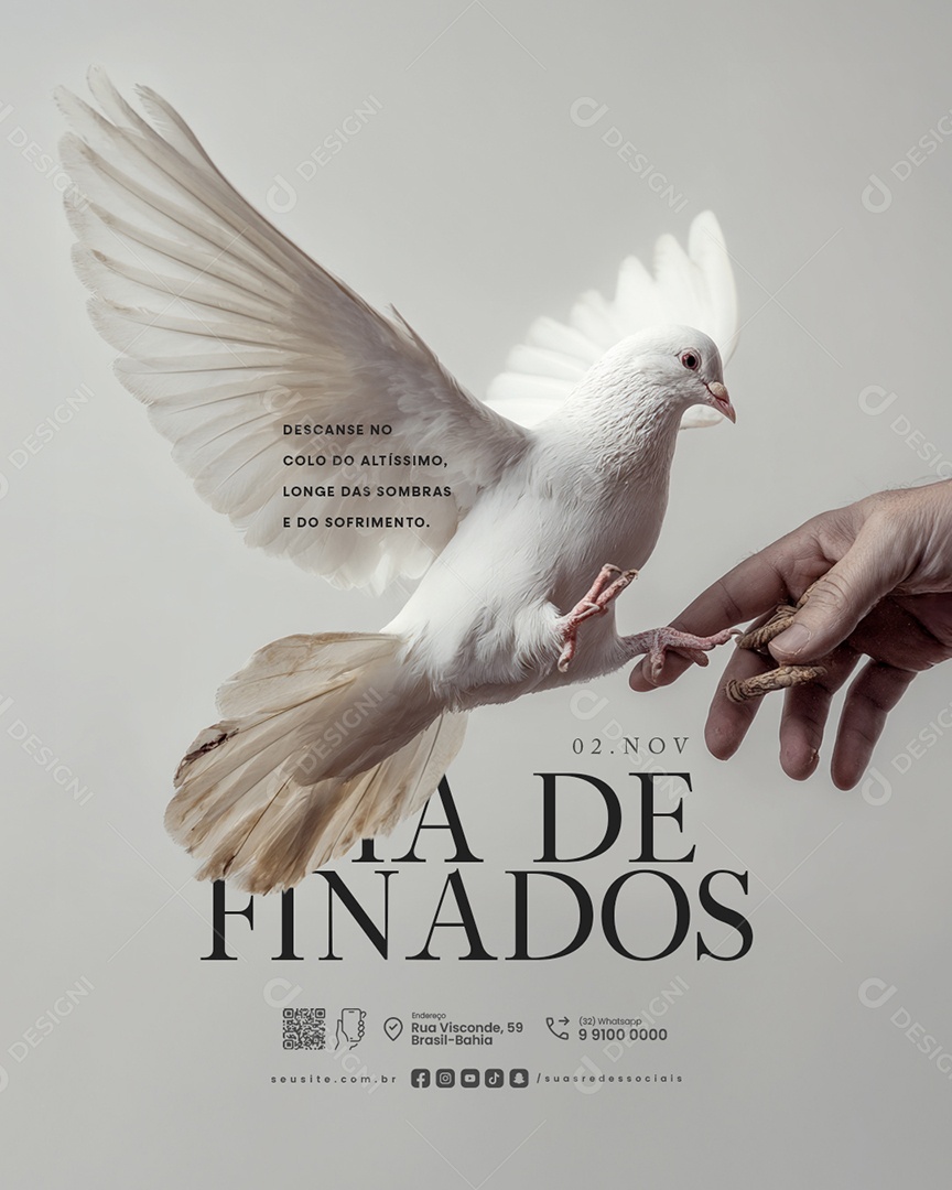 Dia de Finados 02 de Novembro Descanse no Colo do Altíssimo Social Media PSD Editável