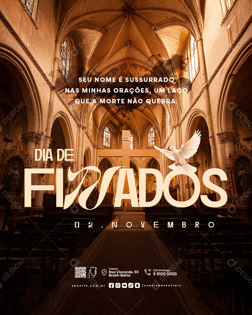 Dia de Finados 02 de Novembro Seu Nome é Sussurado Social Media PSD Editável