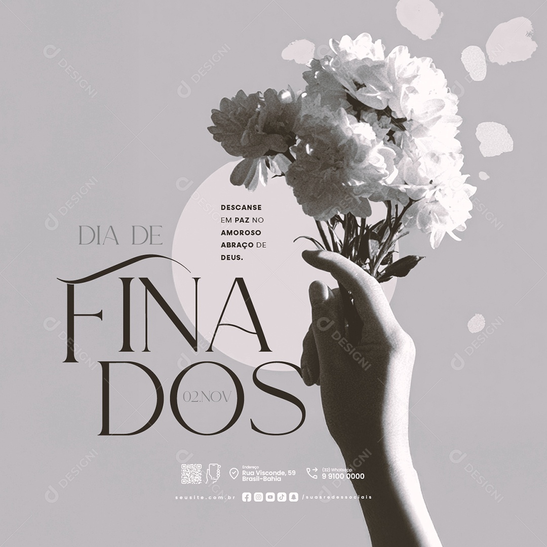 Dia de Finados 02 de Novembro Descanse em Paz Social Media PSD Editável