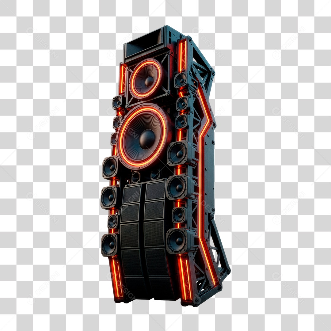 Caixa de Som com Neon PNG Transparente