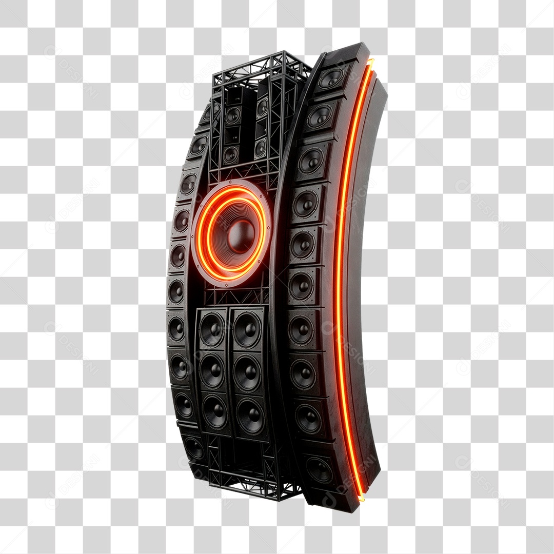 Caixa de Som com Neon PNG Transparente