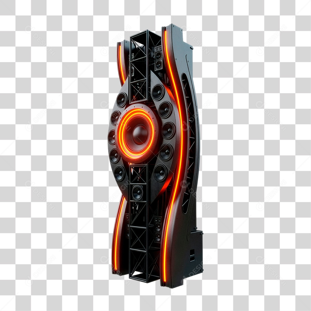 Caixa de Som com Neon PNG Transparente