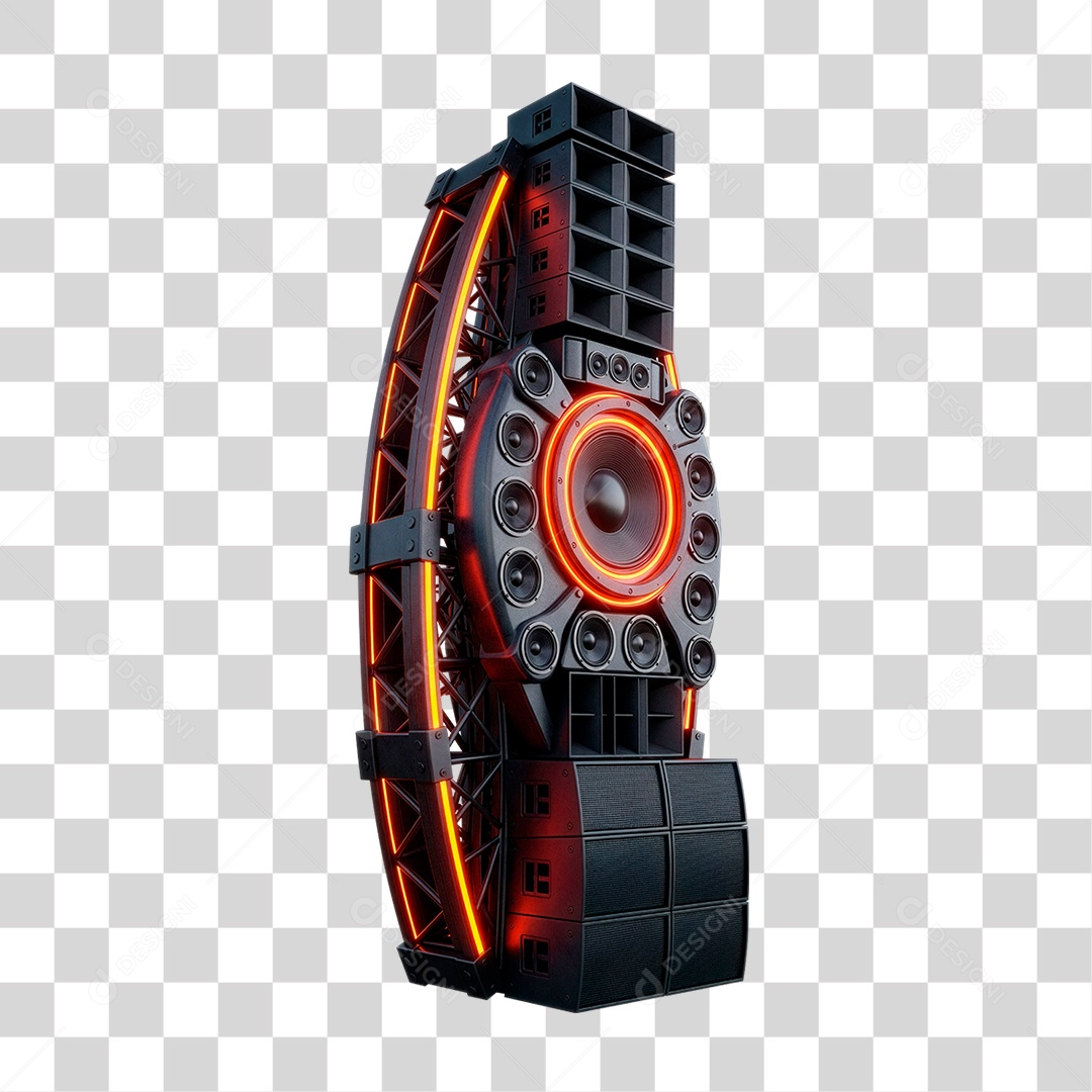 Caixa de Som com Neon PNG Transparente