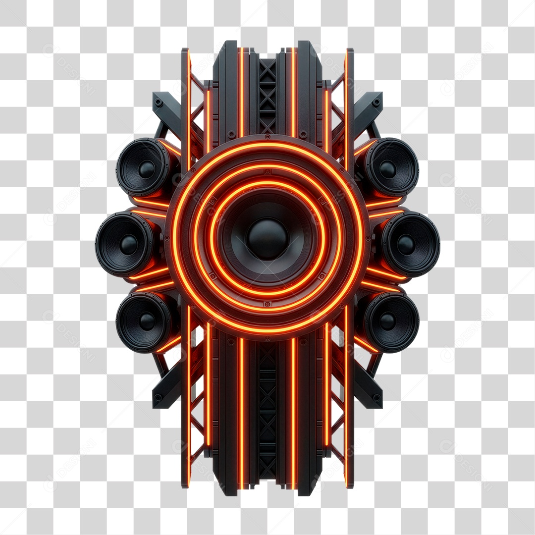 Caixa de Som com Neon PNG Transparente