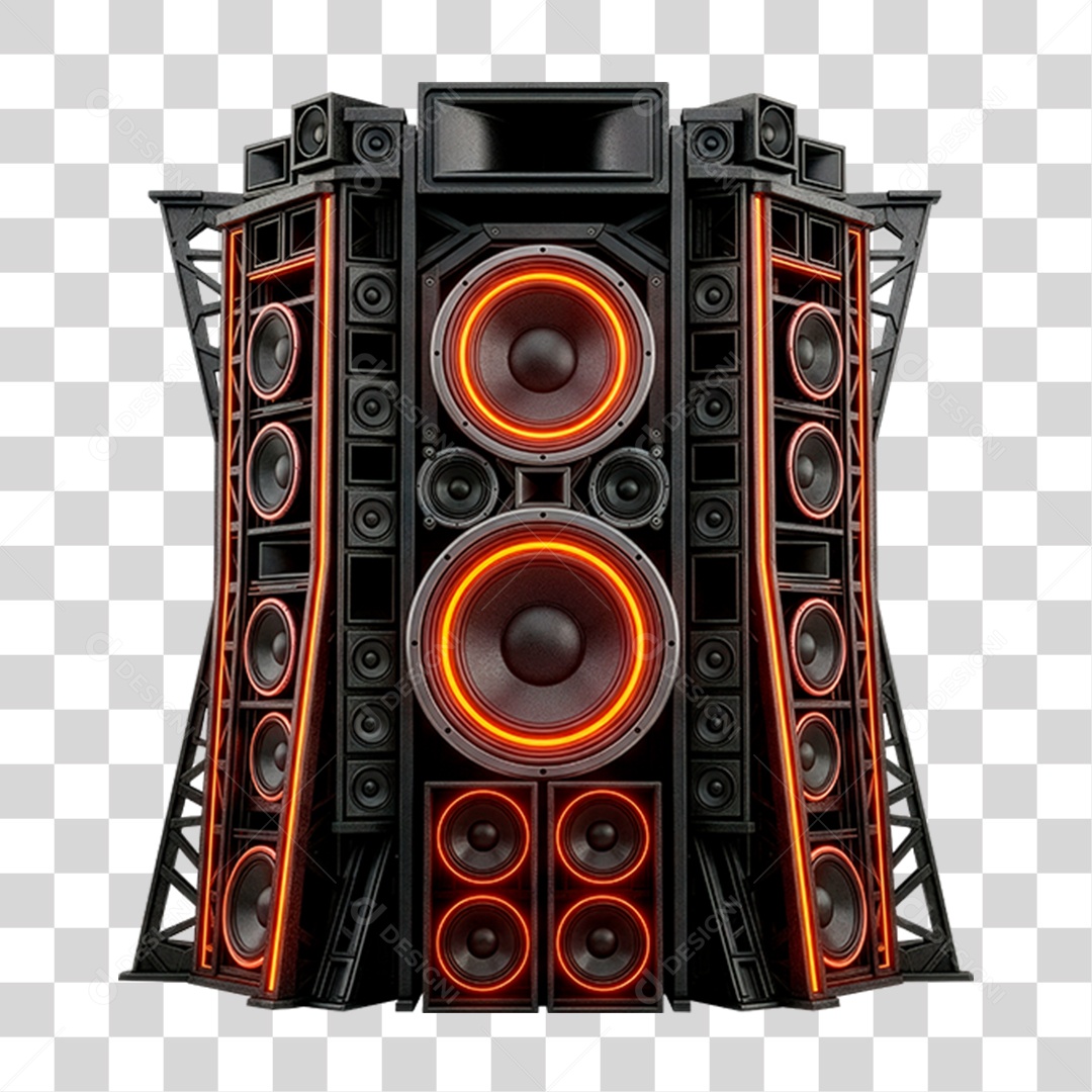 Caixa de Som com Neon PNG Transparente