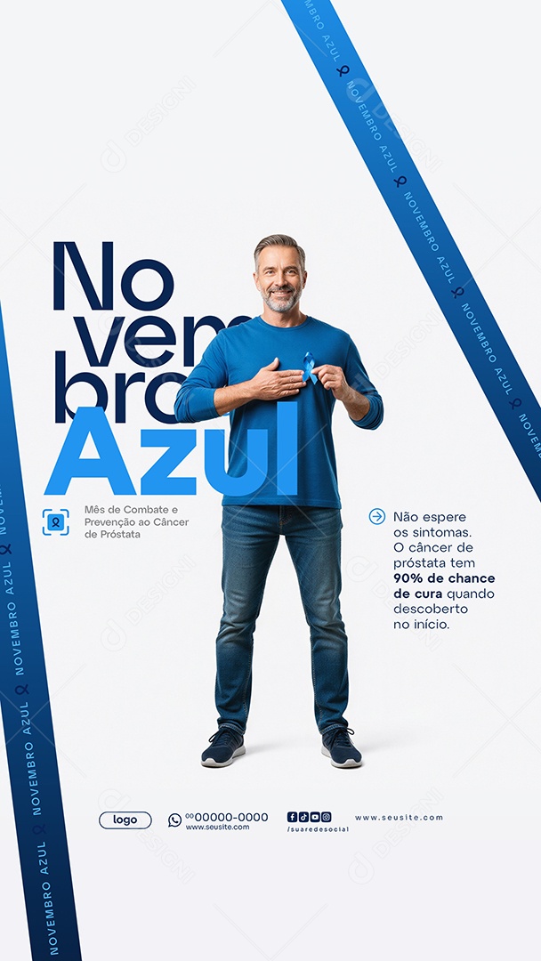 Story Novembro Azul Mês de Combate ao Câncer de Próstata Social Media PSD Editável