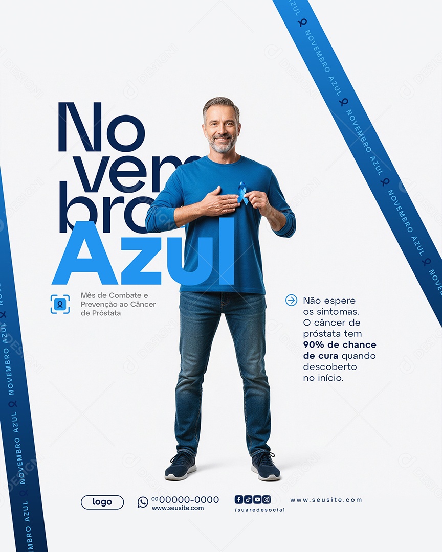 Novembro Azul Mês de Combate ao Câncer de Próstata Social Media PSD Editável