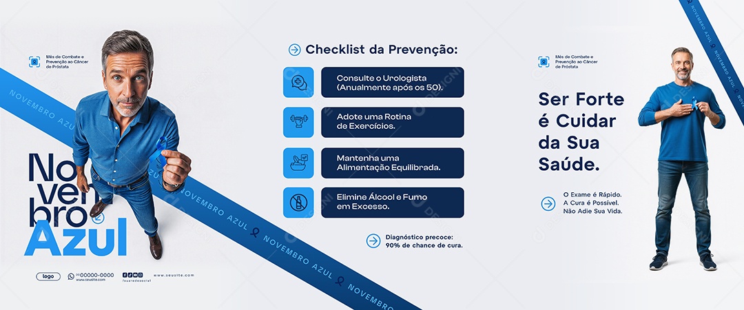Carrossel Novembro Azul Mês de Combate ao Câncer de Próstata Social Media PSD Editável