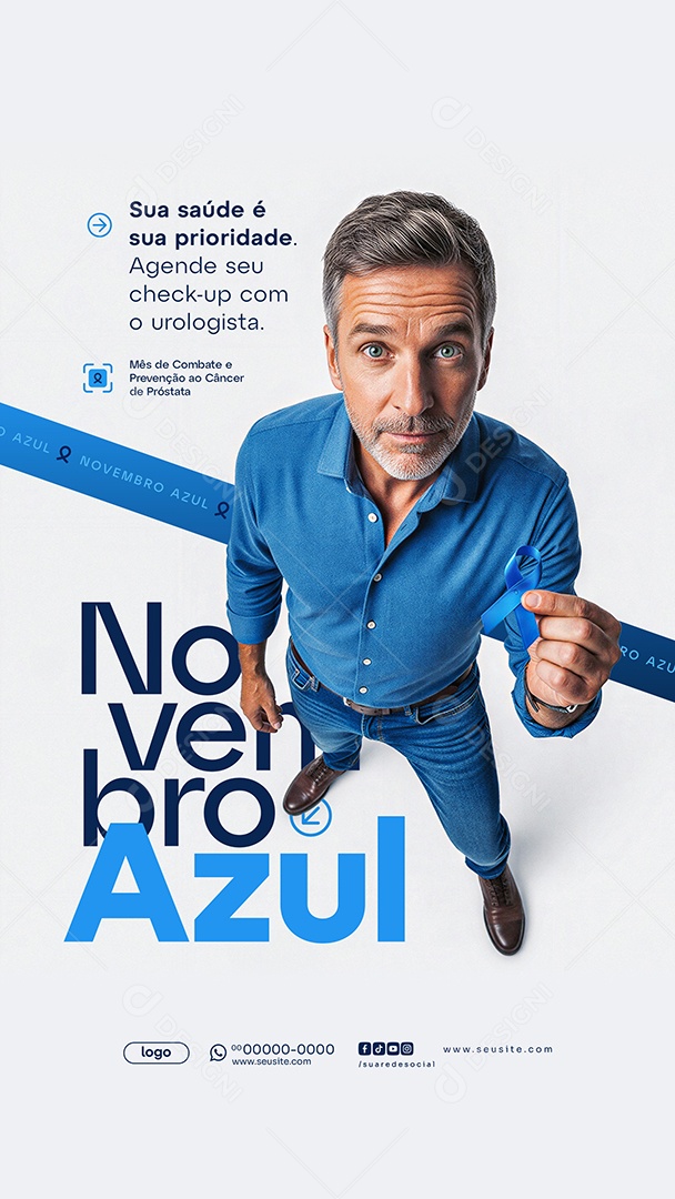 Story Novembro Azul Mês de Combate ao Câncer de Próstata Social Media PSD Editável