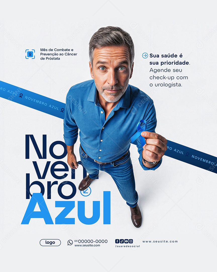 Novembro Azul Mês de Combate ao Câncer de Próstata Social Media PSD Editável