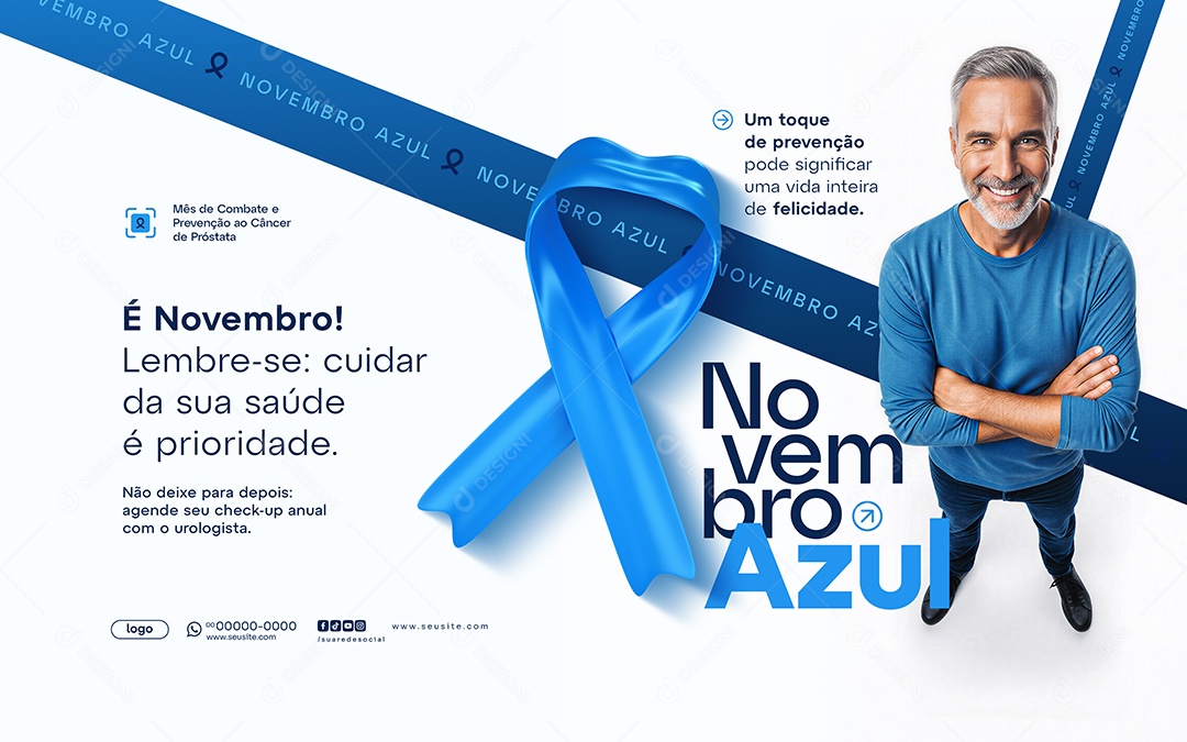 Carrossel Novembro Azul Mês de Combate ao Câncer de Próstata Social Media PSD Editável