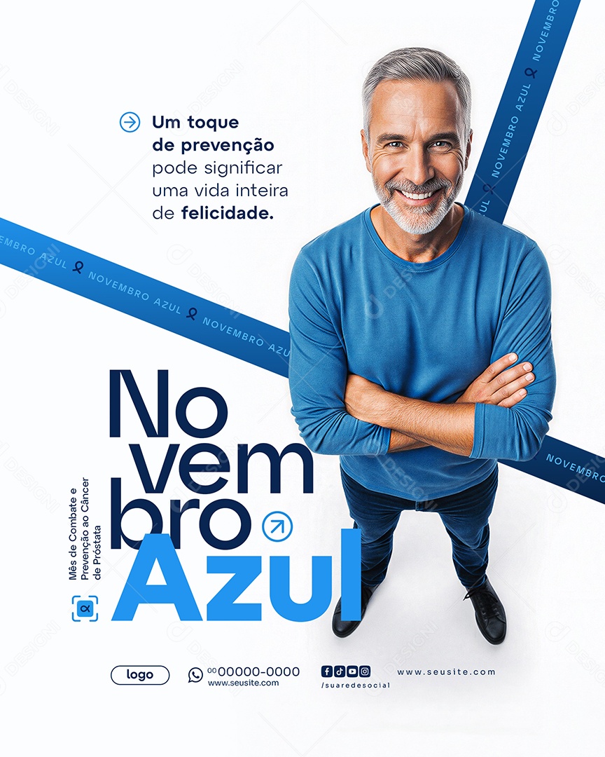 Novembro Azul Mês de Combate ao Câncer de Próstata Social Media PSD Editável