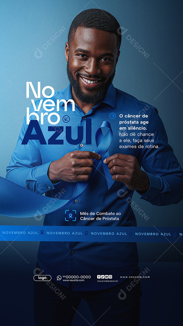 Story Novembro Azul Mês de Combate ao Câncer de Próstata Social Media PSD Editável