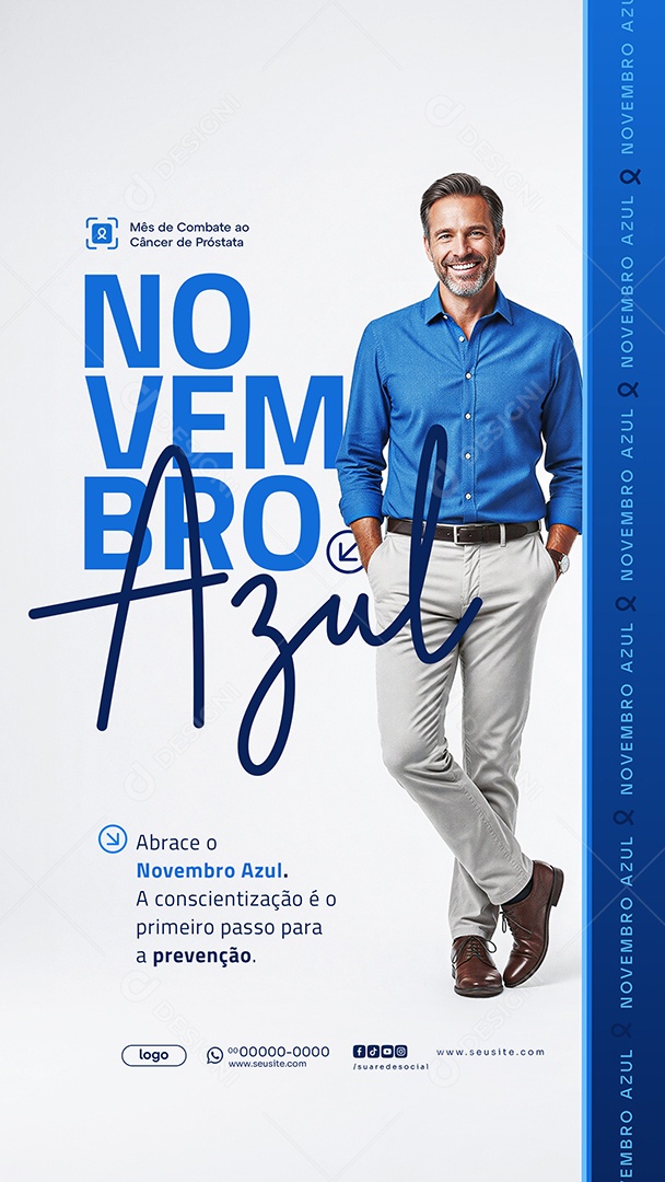 Story Novembro Azul Mês de Combate ao Câncer de Próstata Social Media PSD Editável