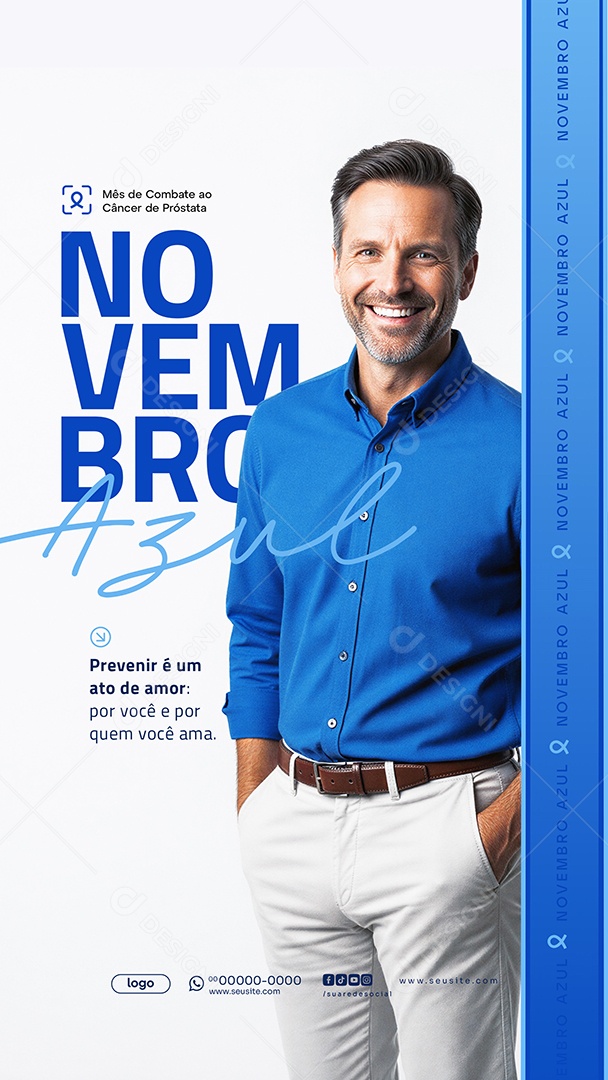 Story Novembro Azul Mês de Combate ao Câncer de Próstata Social Media PSD Editável