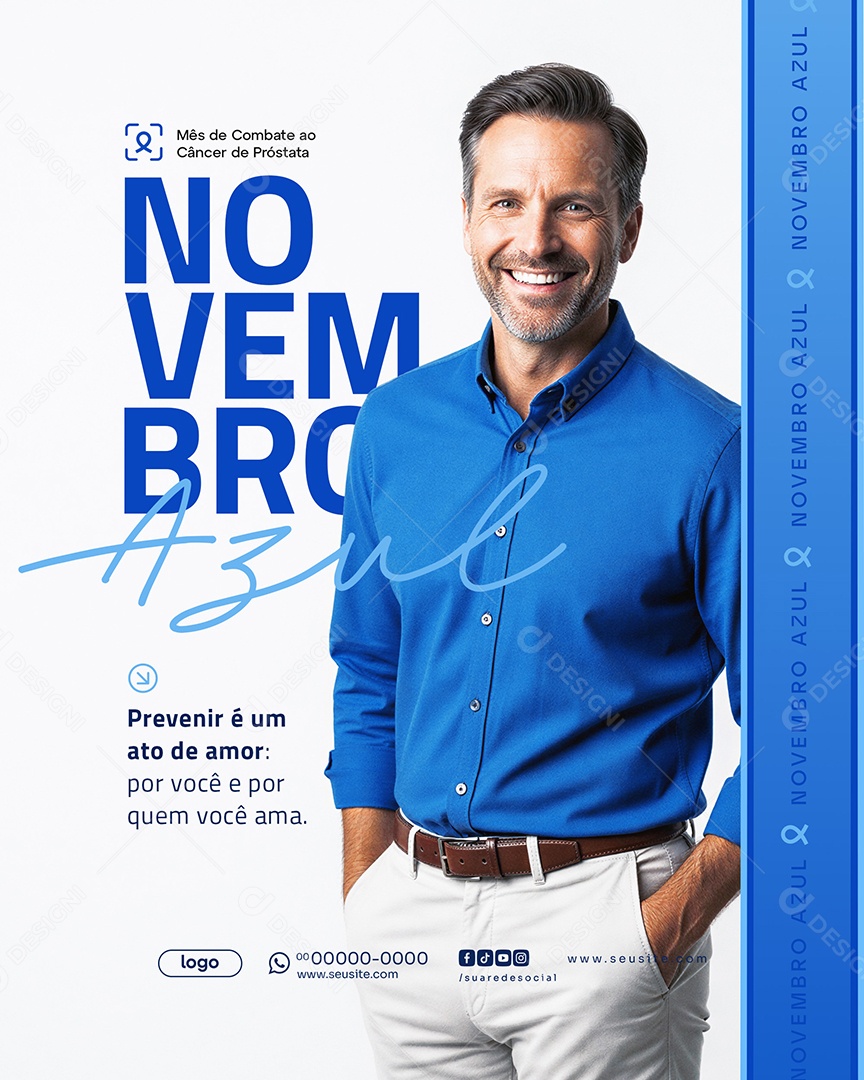 Novembro Azul Mês de Combate ao Câncer de Próstata Social Media PSD Editável