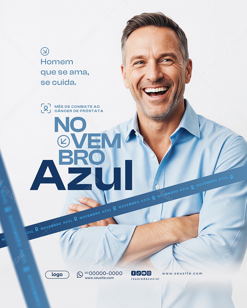 Novembro Azul Mês de Combate ao Câncer de Próstata Social Media PSD Editável