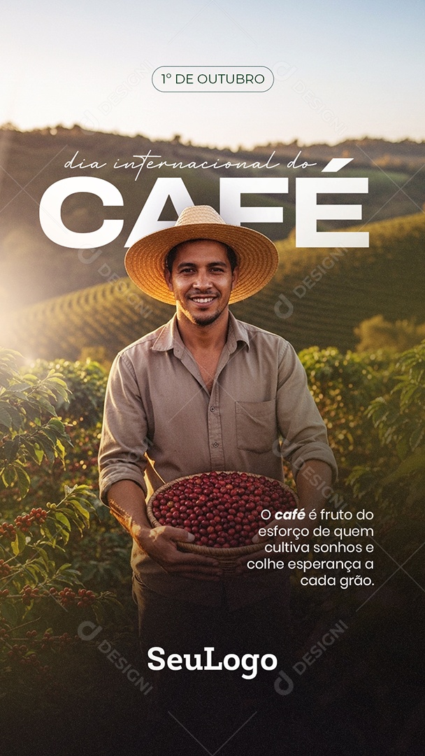 Cafeicultor Dia do Café 1º de Outubro Social Media PSD Editável