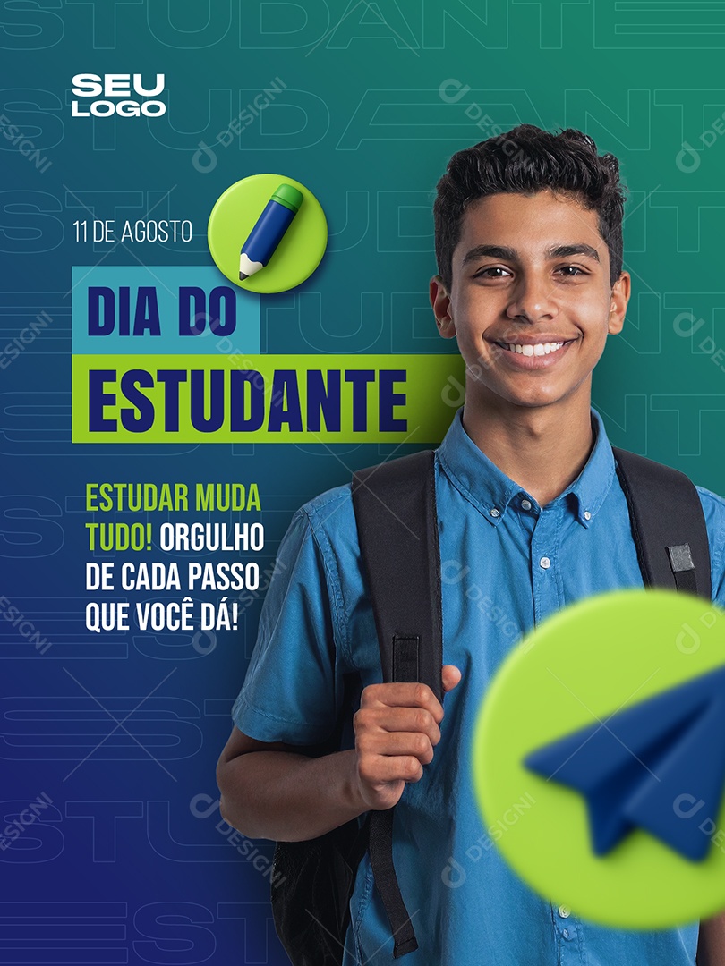 Comemorativo Dia do Estudante Social Media PSD Editável
