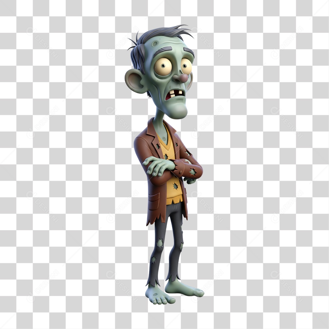 Personagem de Zumbi Cartoon PNG Transparente