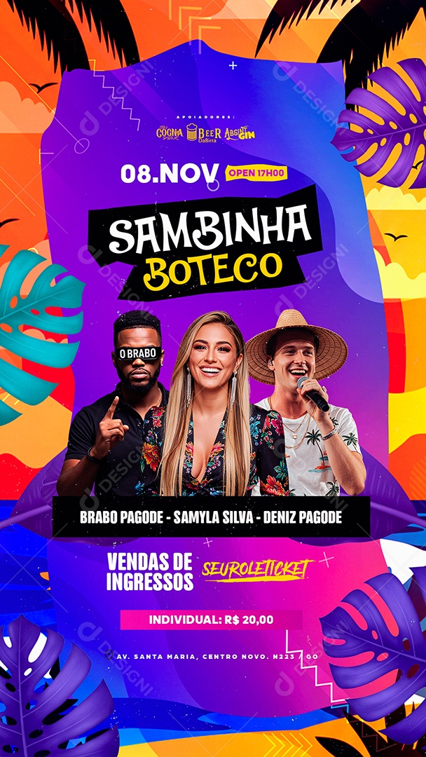 Story Flyer Próximos Shows Sambinha Boteco Social Media PSD Editável