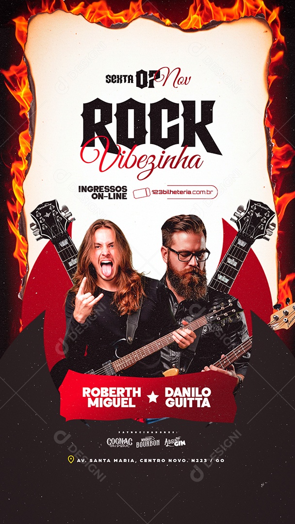 Story Flyer Próximos Shows Rock Vibezinha Social Media PSD Editável