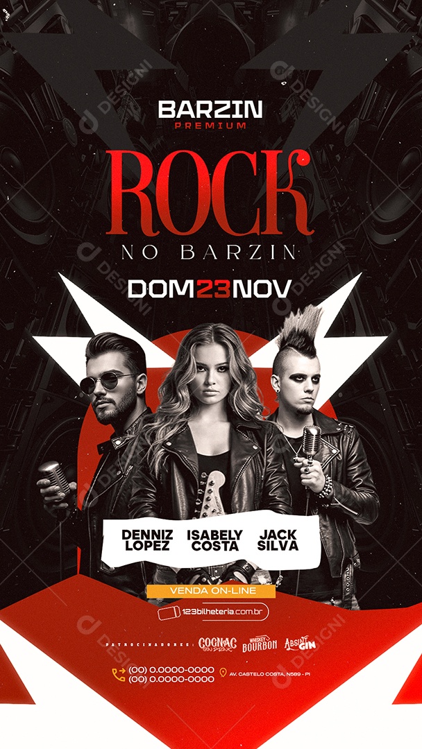 Story Flyer Próximos Shows Rock no Barzin Social Media PSD Editável