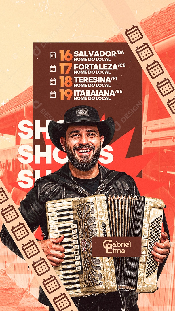 Story Flyer Próximos Shows Gabriel Lima Social Media PSD Editável