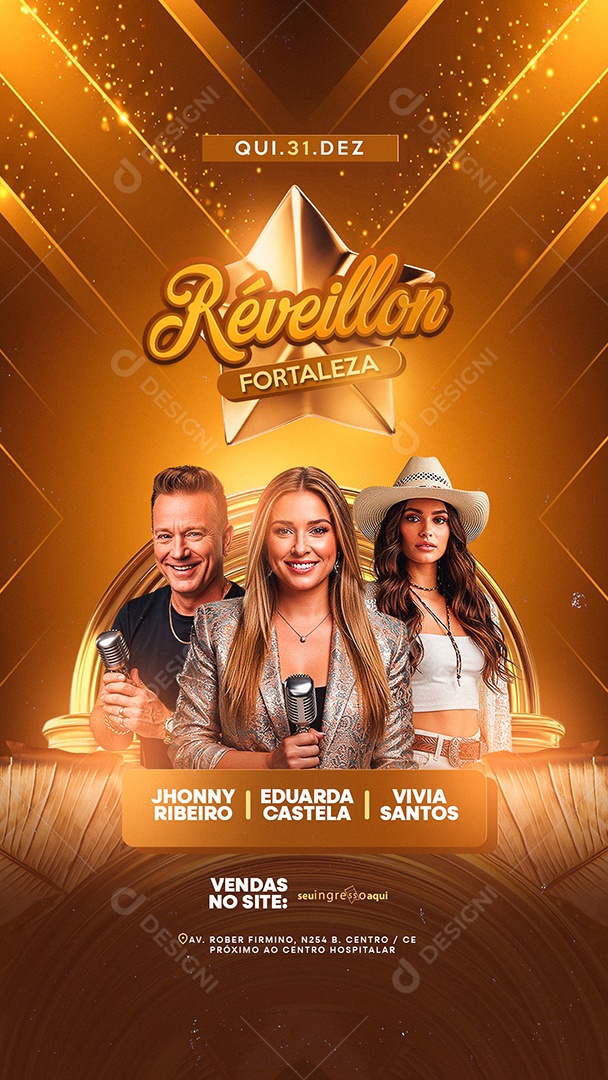 Story Flyer Próximos Shows Réveillon Fortaleza Social Media PSD Editável