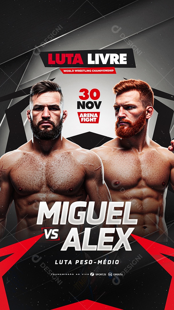 Story Campeonato Mundial de Luta Livre Miguel VS Alex Social Media PSD Editável
