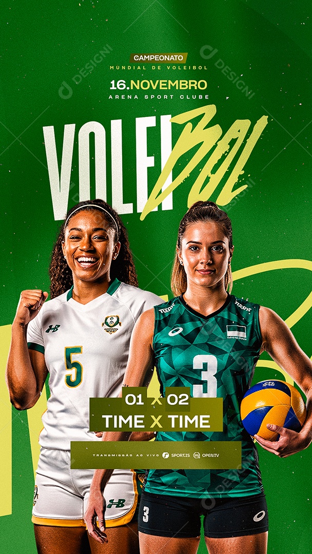Story Campeonato Mundial de Voleibol Time x Time Social Media PSD Editável